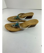 Cynthia Rowley Womens Size 9.5 Beaded Sandals Flip Flops Leather Summer ... - £14.98 GBP