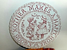 Norma Sherman 1973 Mother’s Day Plate England Crownford China Co Maroon Red Pink - £18.27 GBP