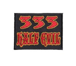 Funny 333 HALF EVIL 3-1/2&quot; x 2-5/8&quot; iron on patch (2624) Biker (KK) - £5.82 GBP