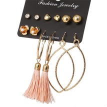 IF ME Fashion Gold Sequin Metal Geometric Drop Earring Set for Women Irregular R - £7.71 GBP