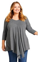 Avenue ladies Brenna Tunic charcoal gray black stripe pullover new size 22/24 - £45.52 GBP