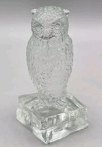 VTG Degenhart Vaseline Glass Clear Translucent Owl Books Figurine Paperweight - £29.40 GBP