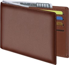 Men&#39;s Leather Slim Bifold Wallet RFID Blocking Front Pocket, Mens Bifold Wallets - £13.17 GBP