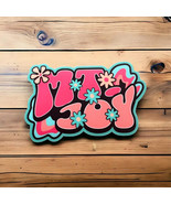 Mt. Joy Pink Teal Yellow Brown Retro Flowers Sticker Matte Finish 2.1&quot; x... - $3.43
