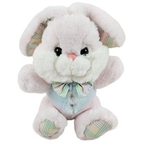 Fairview Bunny Rabbit Plush Pastel Plaid Ears Bow Feet Stuffed Animal Vi... - £23.36 GBP