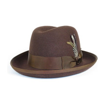 Men Bruno Capelo Dress Hat Australian Wool Homburg Godfather GF101 Brown image 3