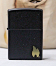Zippo Black Lighter with Small Flame Emblem Hinge Top Windproof Unused - £9.79 GBP