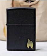 Zippo Black Lighter with Small Flame Emblem Hinge Top Windproof Unused - £9.80 GBP