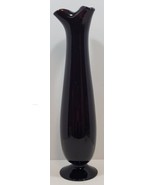 18&quot; Hand Blown Decorative Art Glass/Vase Ruffled Top Amethyst Purple - £56.08 GBP