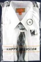 NEW Happy Occasion Boy&#39;s 3 Pc. White Dress Shirt, Tie &amp; Pocket Square Se... - $10.99