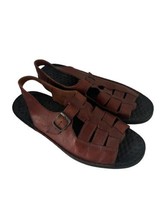 JOSEF SEIBEL Womens Shoes Brown Leather Fisherman Sandal Buckle Sz 37 / 6.5 US - £21.99 GBP