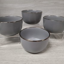 Thyme &amp; Table Gray Ava Stoneware Round Bowls x4 - £11.37 GBP