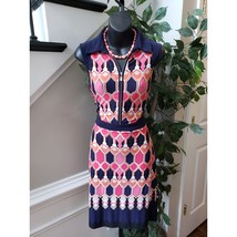 Laundry by Design Knee Length Dress Women&#39;s Size 4 Multi Collared Half Z... - $27.72