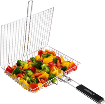 Portable Grill Basket, BBQ Grilling Basket for Outdoor Grill with Removable Hand - £21.94 GBP
