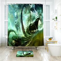 Octopus &amp; Pirates Ship Shower Curtain Bath Mat Bathroom Waterproof Decorative - £17.18 GBP+