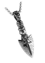 Mens Arrowhead Arrow Stainless Steel Pendant Necklace - £34.66 GBP