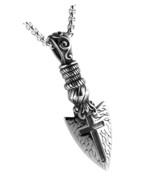 Mens Arrowhead Arrow Stainless Steel Pendant Necklace - £34.54 GBP