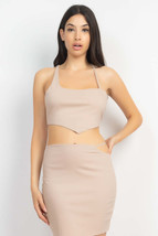 Light Taupe Asymmetrical Cross Back Top &amp; Skirts Set_ - £9.46 GBP