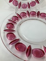 Rainbow Art Glass Classique Cranberry Flash  Luncheon Plate Set of 3 8.5&quot; 1940&#39;s - £34.99 GBP