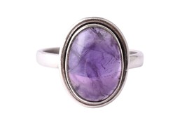 925 Solid Sterling Silver Natural Amethyst Handmade Fine Jewelry Ring For Women - £34.78 GBP