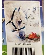 Custom Decor NIP Large House Flag Winter Christmas White Gift Horse 28&quot; ... - £22.57 GBP