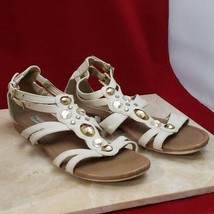 American Eagle Sandals Cream Jeweled Flat Sandals Size 7 - $16.99