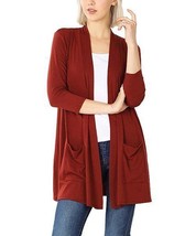 Zenana Rust Three-Quarter Sleeve Pocket Open Cardigan Rust Size Small NWOT - $20.90