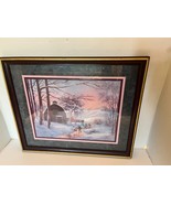 Vtg Home Interiors Framed Print By Lee K Parkinson Ice Skaters and Barn ... - $27.28 CAD
