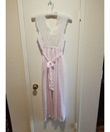 Miss Dior 1970&#39;s Vintage ILGWU Nightgown White Lace Satin Size P Light P... - $74.25