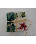 LIGHT COLORED FABRIC COASTER SET SQUARE SHAPE SET OF 4 FLORAL ABSORBENT ... - £11.98 GBP