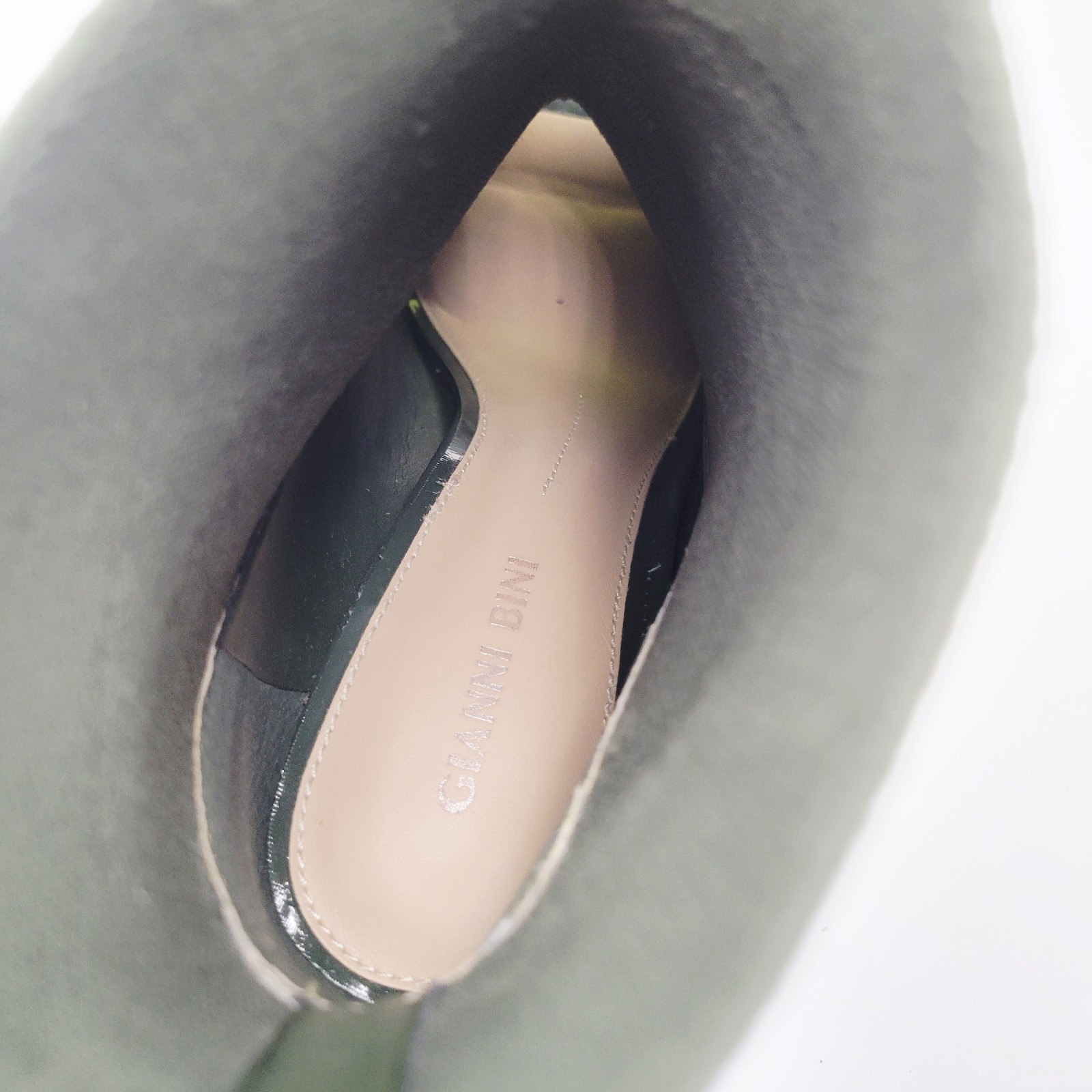 GIANNI BINI Bergen Olive Green Stretch Peep Toe Sock Booties Sz 9 M Item image 11
