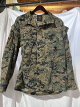 USMC Men&#39;s Woodland Marpat Camo Digital Jacket Blouse Marine Med Short NAMED - £19.54 GBP