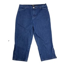 Vintage High Waisted Mom Capri Pants 16 Med Wash Front Pockets Stretch - £22.17 GBP