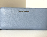 New Michael Kors Jet Set Large Travel Continental Wallet Pale Blue / Silver - $75.91