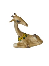 Porcelain Giraffe Figurine vtg anthropomorphic miniature floral lei gift decor - £15.44 GBP