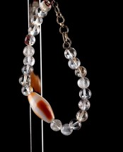 satyaloka azeztulite + agnitite crystal+ carnelian sulemani beads bracelet #6058 - £18.03 GBP
