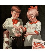 Planters Pennant Peanuts 1921 Advertisement Lithograph Feeding Puppy Dog... - $69.99