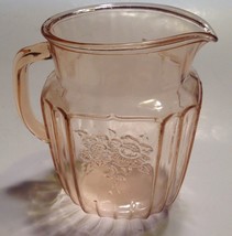 Mayfair Open Rose Pink Depression Glass Pitcher 6 Inch 37 Ounce - £35.09 GBP