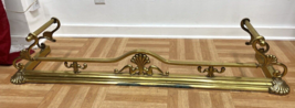 Vintage BRASS FIREPLACE FENDER hollywood regency gold surround gate guard ornate - £159.83 GBP