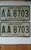 Vintage Pair Illinois Land of Lincoln 1978 White Black Automobile License Plates - £9.45 GBP