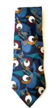 Vintage Cezani Mens Classic Style Tie 100% Silk Multicolor Abstract - £14.38 GBP