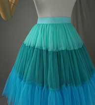 Green Blue Knee Length Tulle Skirt Women Custom Size A-line Tutu Skirt image 6