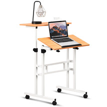 Mobile Standing Desk Height Adjustable Sit Stand Workstation Stand Up Desk 2in1 - £87.64 GBP