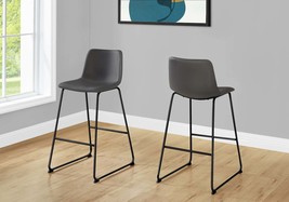 Grey Leather Bar Height Office Chair - Modern Standing Desk Work - $3,833.34 MXN