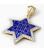 14К gold Star of David Necklace with black Enamel and 60 Diamonds Judaica Gift - $1,890.00