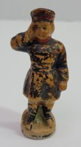 Antique Primitive Ceramic Pottery Toy Solider Saluting Figurine Statue Rare Old - £30.92 GBP