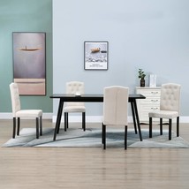 vidaXL Cream Fabric Dining Chair Set of 4 Rectangular Creamy Soft Cushion - $5,522.67 MXN