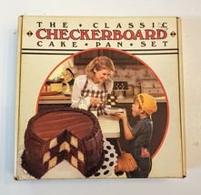 BAKE KING Checkerboard 9&quot; Cake Pan Set Divider Instructions Box Chicago Metallic - £7.72 GBP