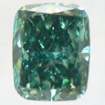 Cushion Diamond Fancy Greenish Blue Enhanced Loose 0.58 Carat SI1 IGI Certified - £529.92 GBP