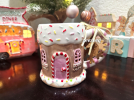 Christmas Holiday Holly &amp; Joy Gingerbread House Ceramic Mug - £19.77 GBP